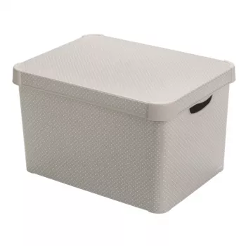 Curver Deco Stockholm L daiktų dėžė su dangčiu 39,5x29,5x23,5 cm Taškeliai Juoda/Balta