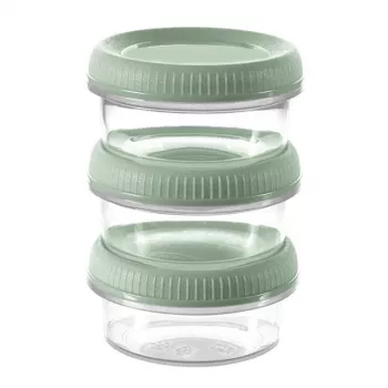 Curver Smart Eco To Go apvalūs padažų indeliai, 3 dalių rinkinys, 0,08 l kiekvienas, švelniai žalios spalvos