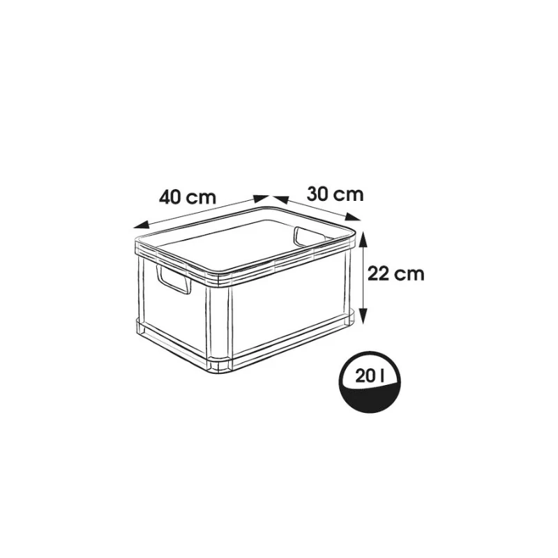 KEEEPER Robert 20L Euro konteineris, 400 x 300 x 220 mm, grafito, keliamoji galia 30 kg, sukraunamas, maistui saugus