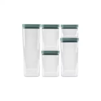 CURVER Kara sausų maisto produktų laikymo indų rinkinys 0,5 l + 2x1,2 l + 1,8 l + 2,4 l, permatomas/žalsvai mėlynas, 6 dalių hermetiškas, sukraunamas, be BPA