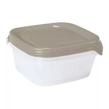 CURVER Fresh&Go 3 dalių kvadratinių maisto produktų laikymo indelių rinkinys 0,8 l smėlio spalvos
