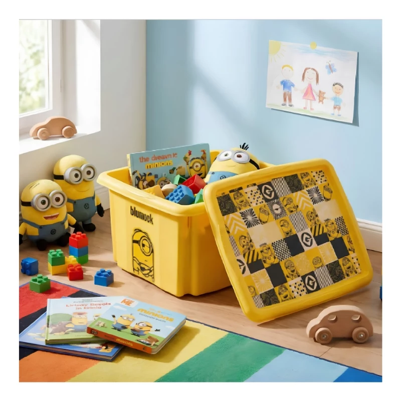 KEEEPER dėžė su dangčiu 15L Karolina “Minions Mosaic” 38x29.5x20.5 cm geltona