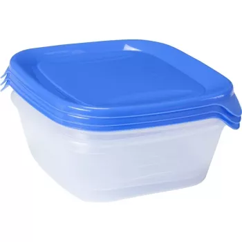 CURVER Fresh&Go maisto dubenėlių rinkinys, 3 vnt., po 0,8 L, mėlynas, sandarūs dangteliai, be BPA, mikrobangų krosnelei, šaldymo kamerai, plautuvėje
