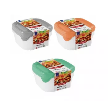 Curver Fresh & Go maisto dubenėlių rinkinys, 3 vnt., po 0,8 L, stačiakampiai, sandarūs dangteliai, įvairių spalvų, be BPA
