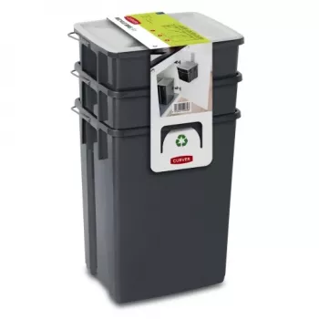 CURVER Biobox šiukšlių dėžių rinkinys 2x10L + 6L pilkas