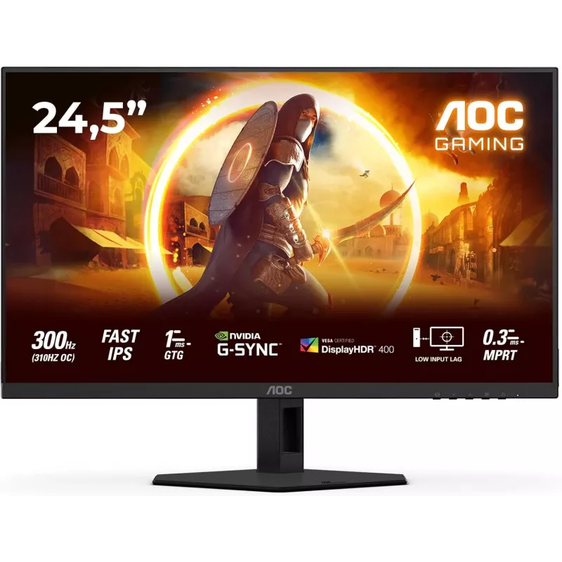 AOC 25G4SRE 24,5 inch Full HD IPS žaidimų monitorius, 180Hz, 0,5ms, DisplayHDR 400, FreeSync Premium, reguliuojamo aukščio monitorius AOC 25G4SRE