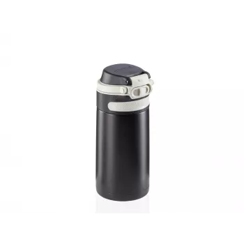 LEIFHEIT Thermo Mug Flip 350 ml juodas vakuuminis termosas su atidaromu dangteliu