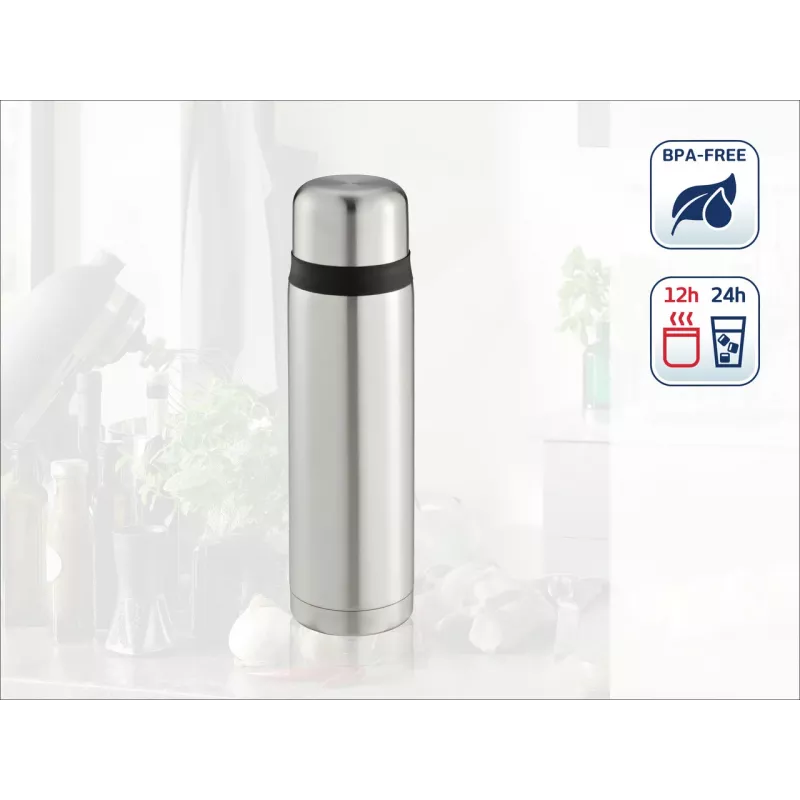 LEIFHEIT Thermos Coco 1,0 l nerūdijančio plieno vakuuminė termo gertuvė, sidabrinė