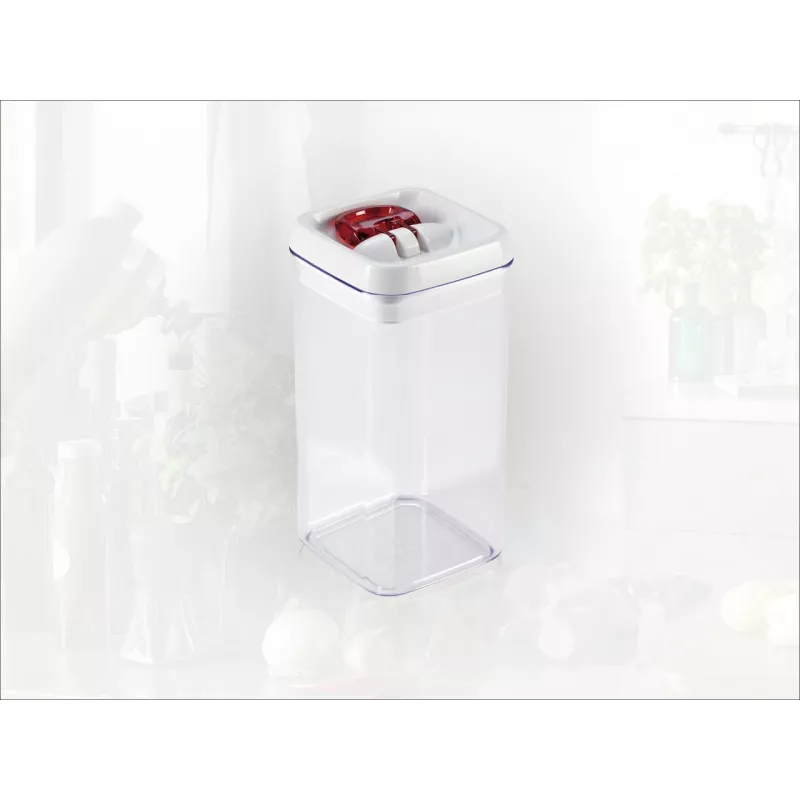 LEIFHEIT Fresh&Easy maisto laikymo indas 1,2 L, hermetiškas, be BPA, permatomas su baltu/pilku dangteliu