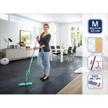 LEIFHEIT Picobello M Micro Duo grindų valytuvas su teleskopiniu kotu, 33 cm valymo plotis, žalia/balta