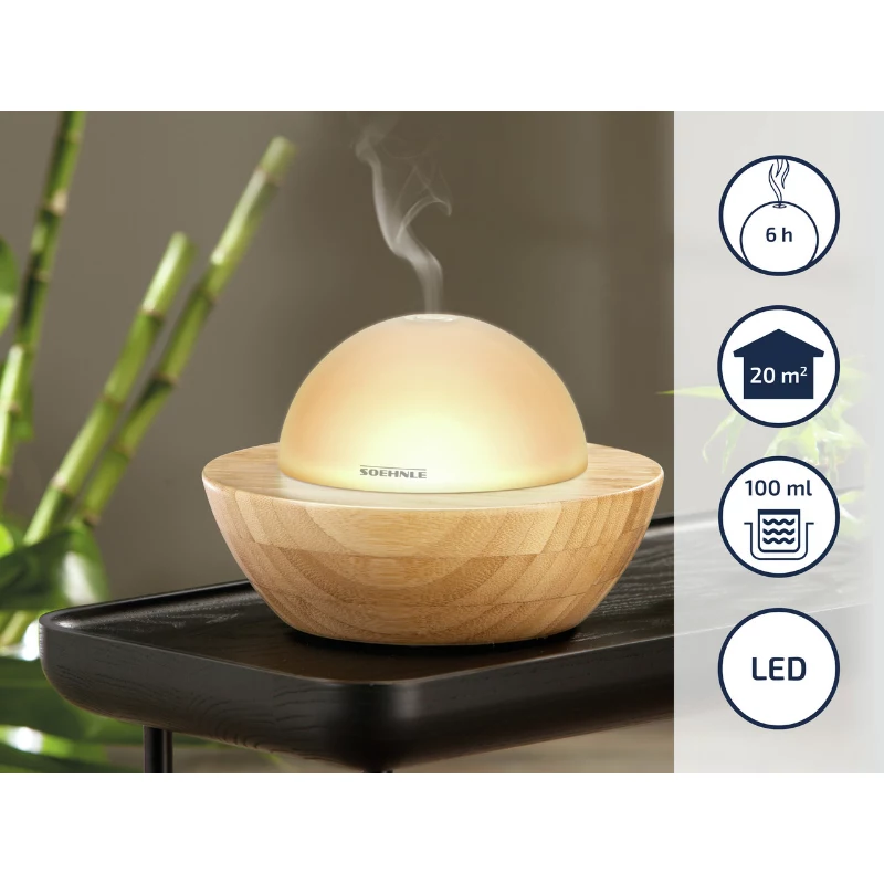 SOEHNLE Air Aromatizer Modena ultragarsinis aromatinis difuzorius, 100 ml talpa, iki 6 val. veikimo laikas, LED spalvų kaitos apšvietimas, baltas