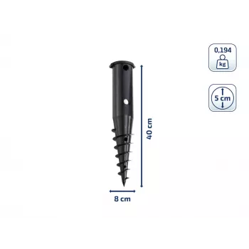 LEIFHEIT įsukamas žemės inkaras rotacinėms džiovykloms, cinkuotas plienas, 50 mm stulpas, 44 cm, žalias dangtelis