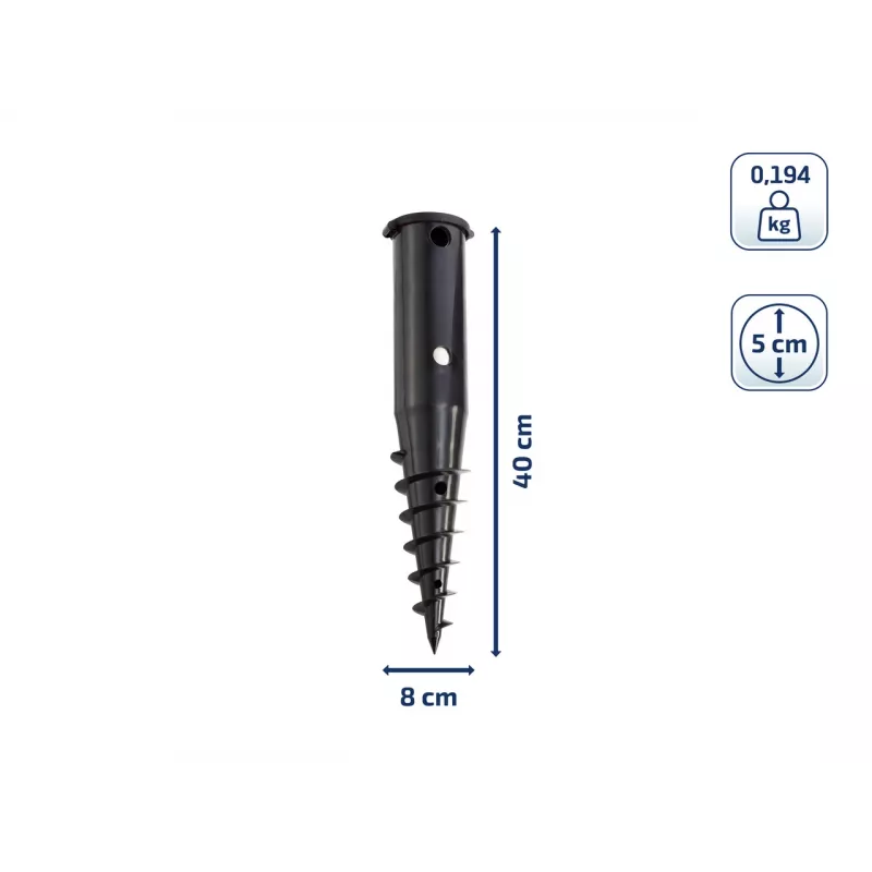 LEIFHEIT įsukamas žemės inkaras rotacinėms džiovykloms, cinkuotas plienas, 50 mm stulpas, 44 cm, žalias dangtelis