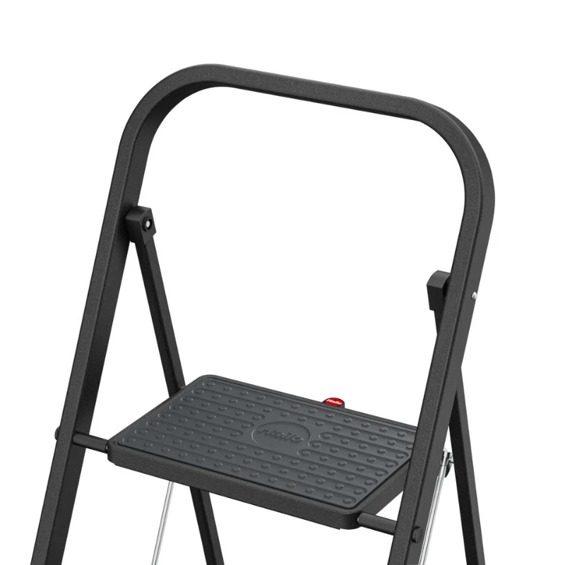 HAILO K44 StandardLine sulankstomas laiptelis su apsaugine rankena, 2 pakopos, plieninis, juodas, 150 kg