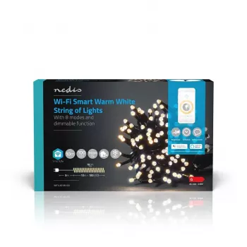 Nedis SmartLife Wi-Fi LED girlianda šiltai balta 10 m 100 LED IP44 WIFILX01W100