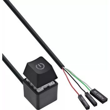 InLine® kompiuterio maitinimo jungiklio nuotolinis kabelis, juodas, 2 m
