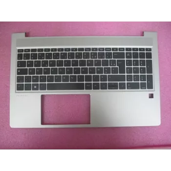 HP ProBook 450/455 G6/G7 viršutinio dangčio rinkinys su prancūziška AZERTY klaviatūra, be išmaniosios kortelės skaitytuvo, Natural Silver