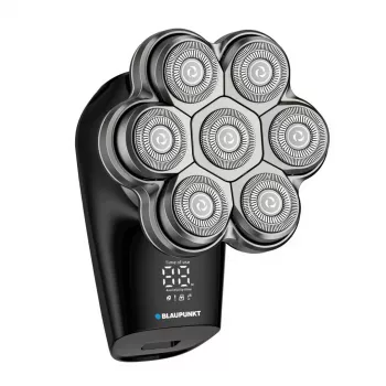 Blaupunkt MSH601 rotacinis skustuvas su 3 galvutėmis, šlapias ir sausas elektrinis skustuvas su iššokančia trimere, LED baterijos indikatoriumi, kelionės užraktu, IPX7 atsparus vandeniui, 60 min belaidis veikimas, juodas/sidabrinis