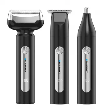 Blaupunkt MST501 rotacinis skustuvas su 3 plaukiojančiomis galvutėmis, šlapias ir sausas, 60 min belaidis, USB įkrovimas, iššokantis trimeris, LED ekranas, plaunamas, kelioninis užraktas