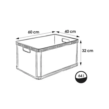 keeeper Robert 64L didelės apkrovos transportavimo dėžė, 60 kg apkrova, 600x400x320 mm, pilka