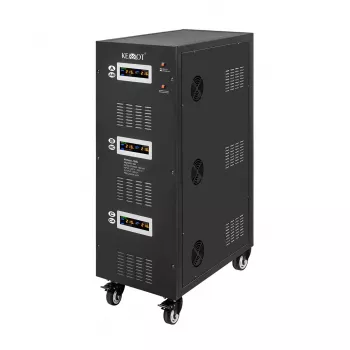 KEMOT PROavr-100k 100 kVA trifazis automatinis įtampos stabilizatorius, servovariklis, 280-430V įėjimas, 380V išėjimas, LCD, juodas