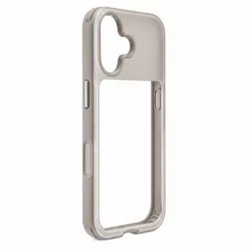 Evelatus Apple iPhone 17 LiveCase hibridinis dėklas su stovu PC+TPU sidabrinis
