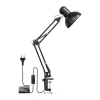 LEPRO 3100027-EU LED stalinė lempa su USB įkrovimo prievadu, 5 spalvų temperatūros, 7 ryškumo lygiai, jutiklinis valdymas, laikmatis, lanksti ranka, akių apsauga, juoda