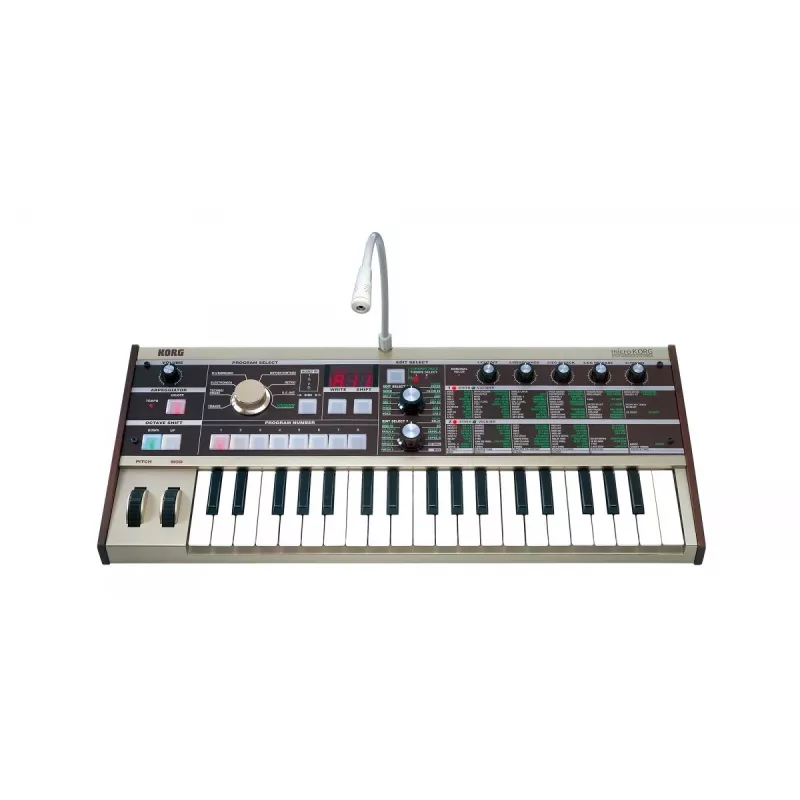 Korg microKORG analoginio modeliavimo sintezatorius su 37 mini klavišais ir vokoderiu, pilkas