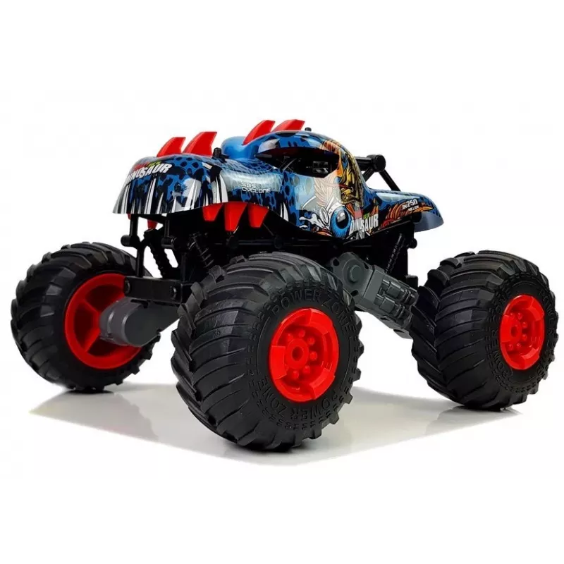 LEAN TOYS 9023 Dinozauras Nuotolinio Valdymo Bekelės Automobilis su Dideliais Ratais 2.4G – 1:16 Mastelio 4WD Off-Road RC Automobilis, Žalias/Rudas