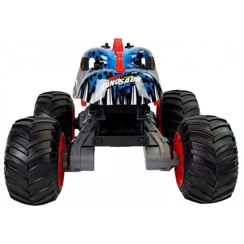 LEAN TOYS 9023 Dinozauras Nuotolinio Valdymo Bekelės Automobilis su Dideliais Ratais 2.4G – 1:16 Mastelio 4WD Off-Road RC Automobilis, Žalias/Rudas