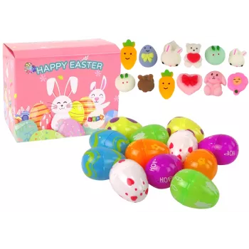 LEAN TOYS Velykiniai kiaušiniai Squishy triušio žaislų rinkinys 12 vienetų