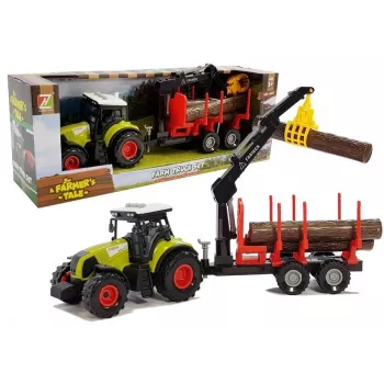 LEAN TOYS Fendt 209 S traktorius su miško priekaba ir rąstais, 1:16 mastelis, žalias/pilkas/raudonas
