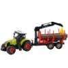 LEAN TOYS Fendt 209 S traktorius su miško priekaba ir rąstais, 1:16 mastelis, žalias/pilkas/raudonas