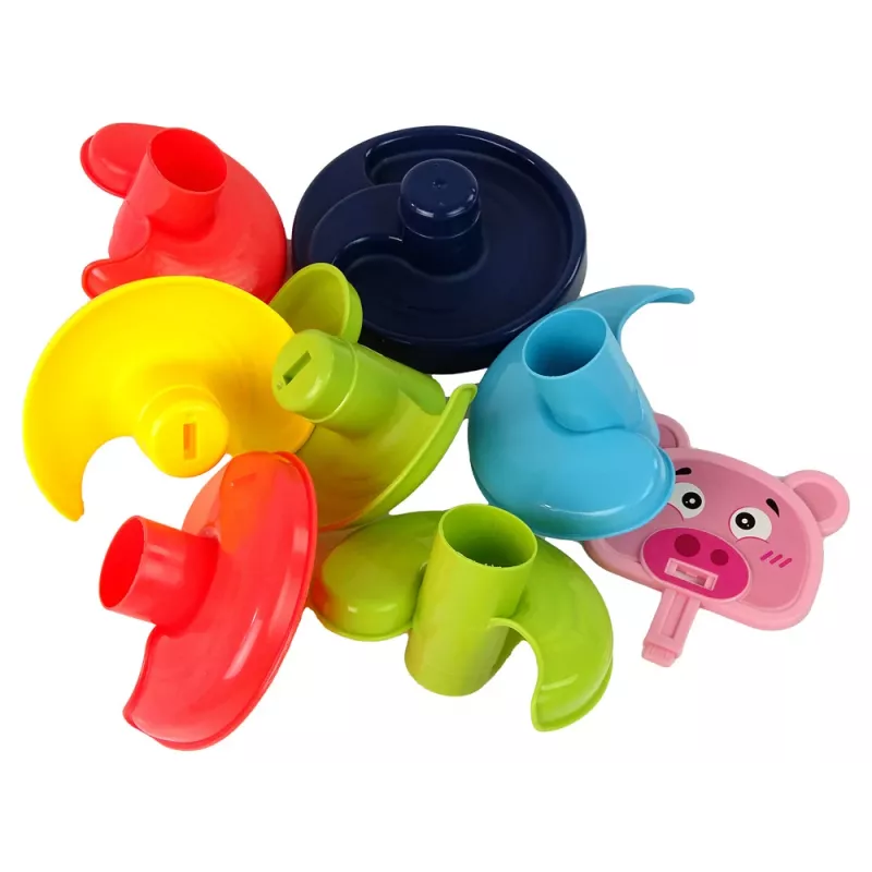 LEAN TOYS Edukacinis rutuliukų takas 6 lygiai Kiaulės krepšelis rūšiuotuvas