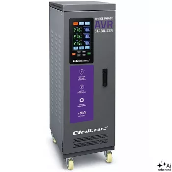 Qoltec trifazis įtampos stabilizatorius AVR MULTIPROTECTION | 40kVA | Tikslumas ± 3% | Servovariklis 3F | LCD | Expert Line