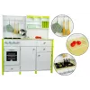 LEAN TOYS medinė vaikų žaidimų virtuvė žalia ir balta Paula su atidaromomis orkaite ir mikrobangų krosnele