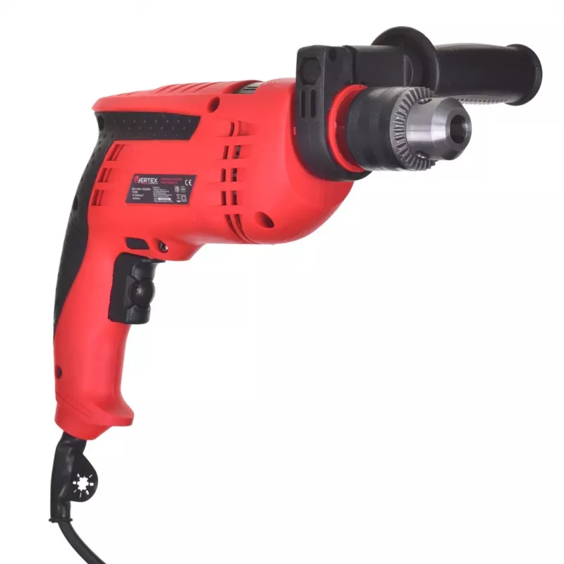 VERTEX VWU710 710W smūginis gręžtuvas su 13mm kumšteliniu griebtuvu, 0-2800 RPM, 0-44800 BPM, kintamu greičiu, reversu, papildoma rankena, gylio ribotuvu