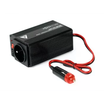 AZO Digital IPS-400 400W 12V DC į 230V AC modifikuotos sinusoidės galios keitiklis su Schuko lizdu, akumuliatoriaus spaustukais ir cigarečių žiebtuvėlio kištuku