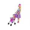 LEAN TOYS Lėlių vežimėlio rinkinys su aksesuarais – rožinis vežimėlis su minkšta lėle, buteliuku, antklode ir krepšiu