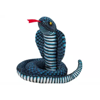 LEAN TOYS Pliušinis maskotas gyvatė karališkoji kobra mėlyna 100 cm