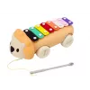LEAN TOYS Liūtų cimbolai ant ratukų velkamas muzikinis žaislas mažyliams, spalvingas edukacinis instrumentas