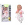 LEAN TOYS lėlė su čiulptuku, vienaragio kostiumėliu, rožine antklode ir aksesuarais, 35 cm