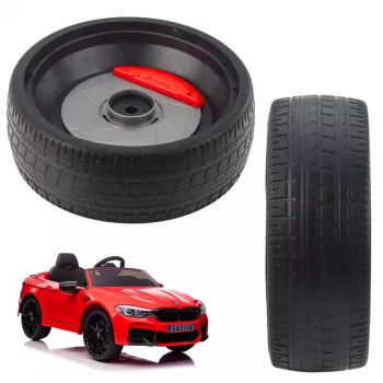 LEAN TOYS priekinis ratas BMW M5 DRIFT 12V akumuliatoriumi maitinamam važiuojančiam automobiliui - juodas