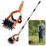 LEAN TOYS rotacinis sodo ravėtuvas su teleskopine rankena, 5 žvaigždės formos dantukų, reguliuojamas 90-150 cm, žalias/juodas