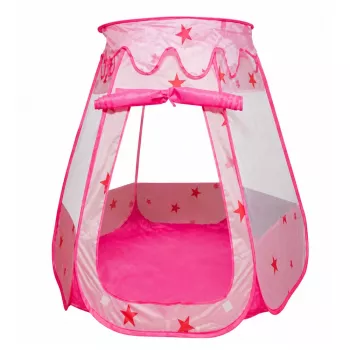 LEAN TOYS vaikų žaidimų palapinė, sausas baseinas, kamuolių baseinas, sodo namelis, žvaigždės, rožinė