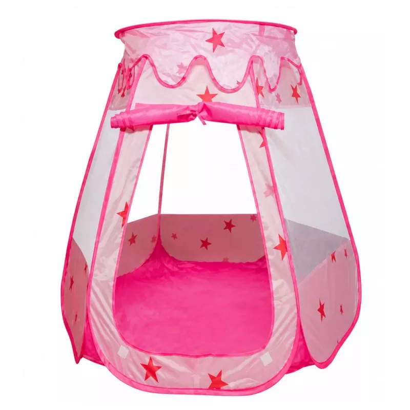 LEAN TOYS vaikų žaidimų palapinė, sausas baseinas, kamuolių baseinas, sodo namelis, žvaigždės, rožinė