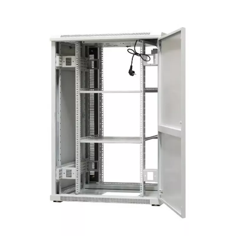 EmiterNet Top 24U laisvai stovintis stelažo spintelė, 800x800x1180 mm, stiklinės priekinės durelės, juoda EM/SH05D-8824