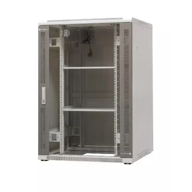 EmiterNet Top 24U laisvai stovintis stelažo spintelė, 800x800x1180 mm, stiklinės priekinės durelės, juoda EM/SH05D-8824