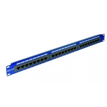 EMITERNET 19 inch 24 prievadų Cat.6 UTP pach panelė su integruota lentyna, 1U, mėlyna DCN/PPFA-951K-248-C6