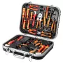 NEO TOOLS 25 dalių elektriko įrankių rinkinys su dėklu, VDE izoliuoti rankiniai įrankiai su įtampos testeriu, vielos nuėmikliu, replėmis, atsuktuvais ir priedais patvariame plastikiniame nešiojamame dėkle